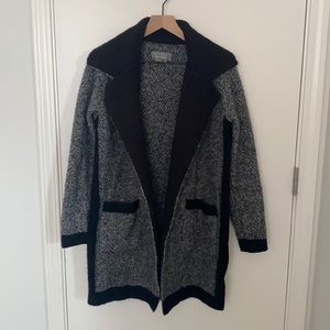 ANTHROPOLGIE Women's Gray and Black Open Front Coat